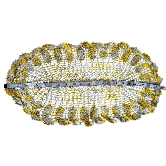 Handmade Crochet Table Runner Set Yellow & White Floral 34" & 23” Granny Core - Picture 7 of 9